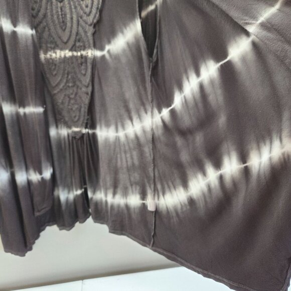 Lucie Lu Crochet Detail Open Front Waterfall Jersey Knit Cardigan Tie Dye Brown - Picture 12 of 12